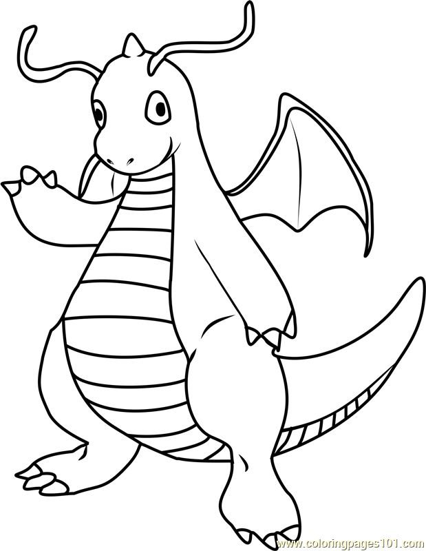 619x800 Dragonite Pokemon Coloring Page