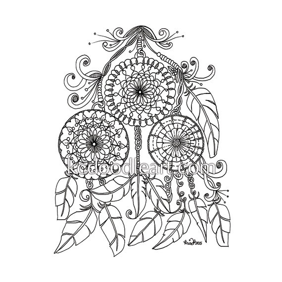 570x570 Instant Digital Download Adult Coloring Page Dream Catcher