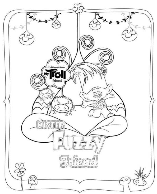 594x736 Dreamworks Trolls Fuzzy Coloring Pages
