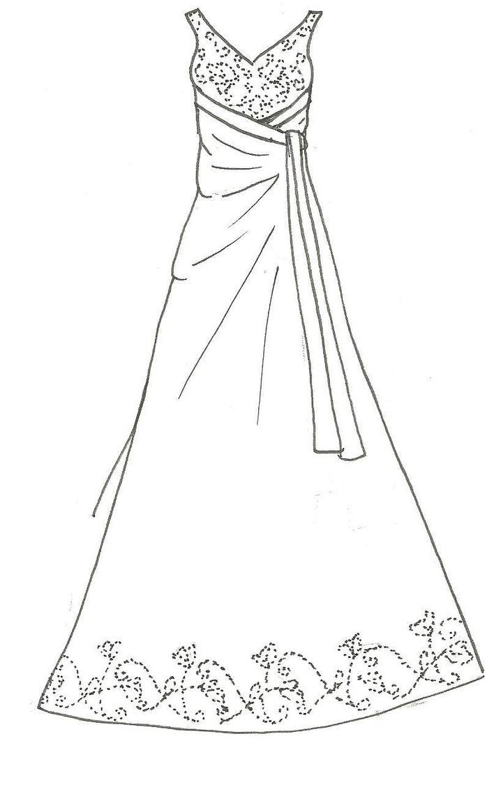708x1128 Beautiful Dress Coloring Page For Girls