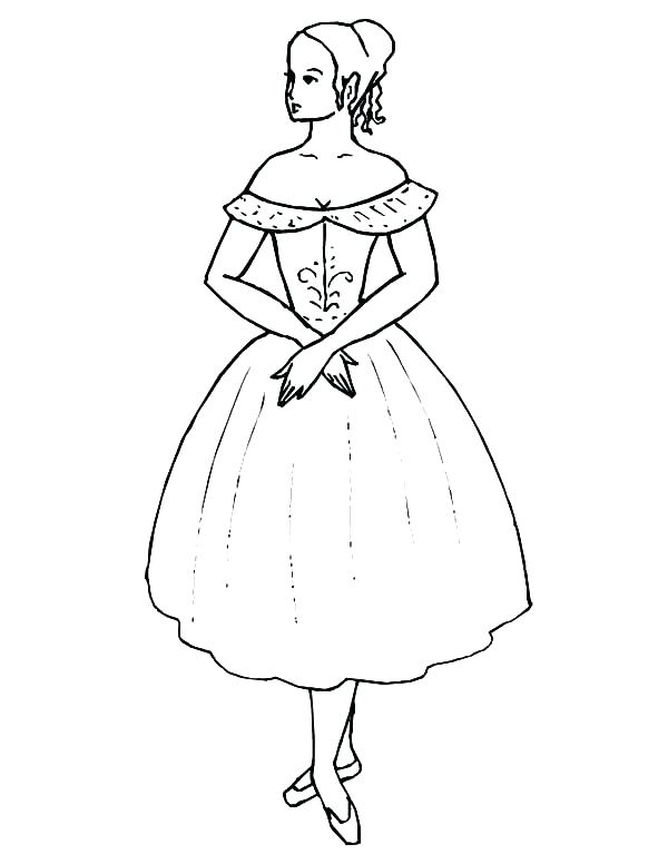 600x776 Dress Coloring Page Dress Coloring Page Ballerina Girl Wearing