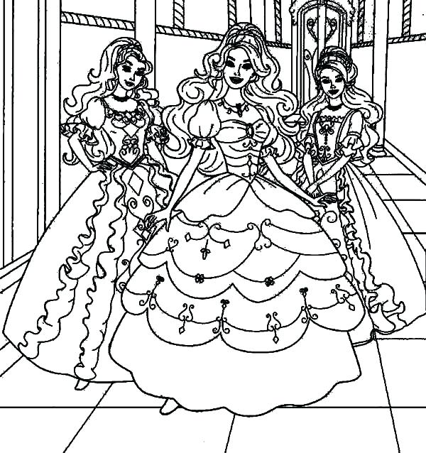 600x638 Dress Coloring Pages Barbie Three Musketeers Wearing Party Dress
