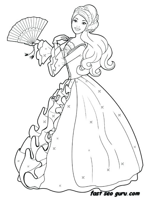 489x665 Dress Coloring Pages Printable Barbie Princess Dress Colouring