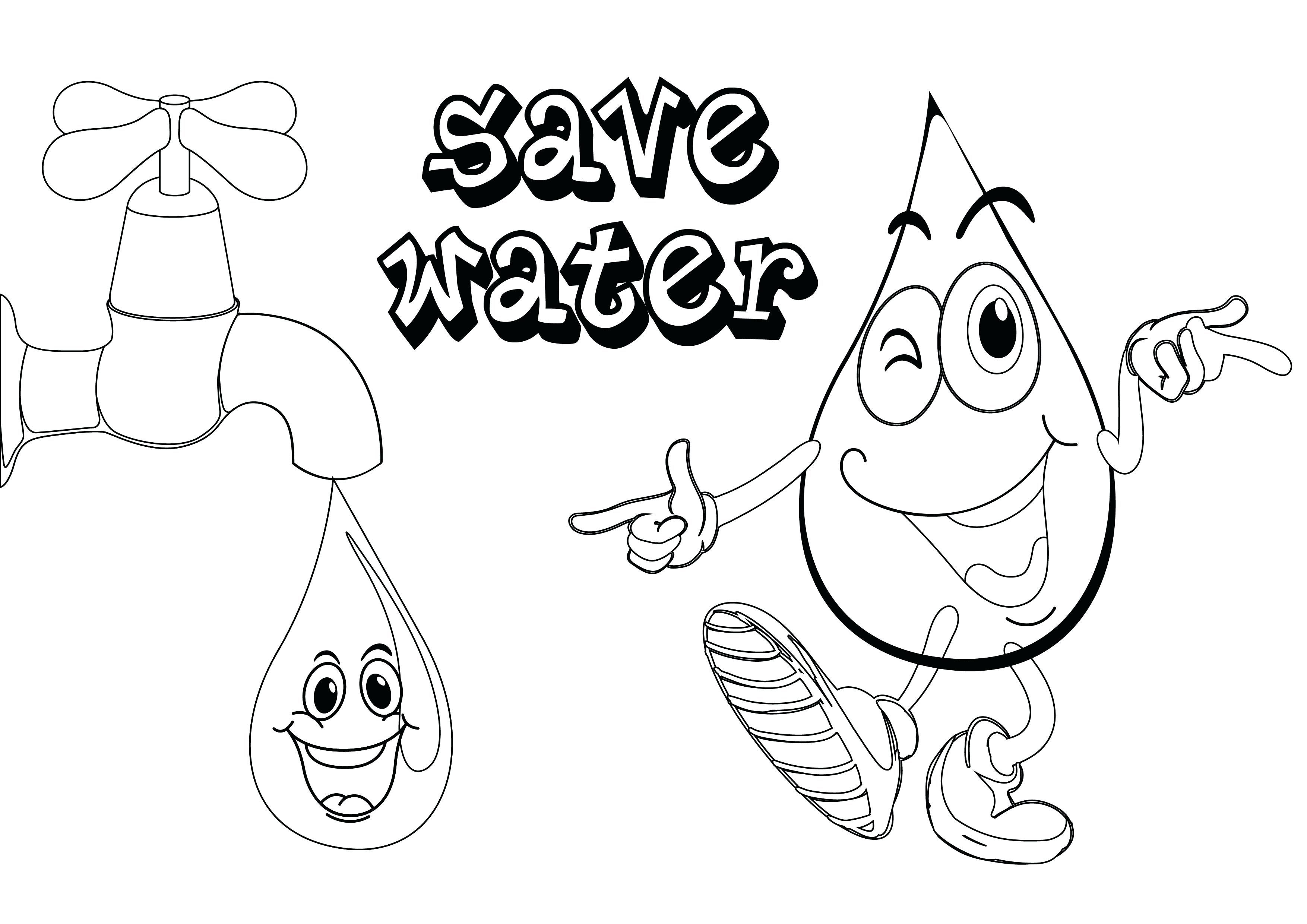 3508x2480 Exquisite Design Coloring Page Water Save Water Coloring Pages