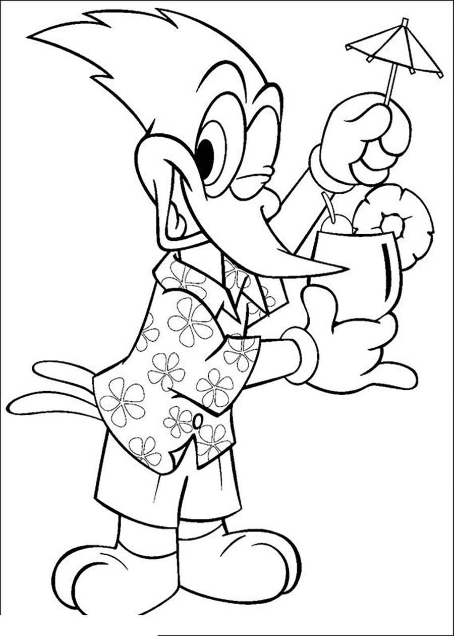 900x1260 Woody Woodpecker Drinking Water Drinks Coloring Pages