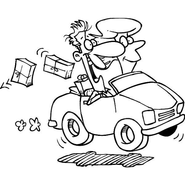 600x612 Couple Driving Car Dropping Packages Coloring Pages Best Place
