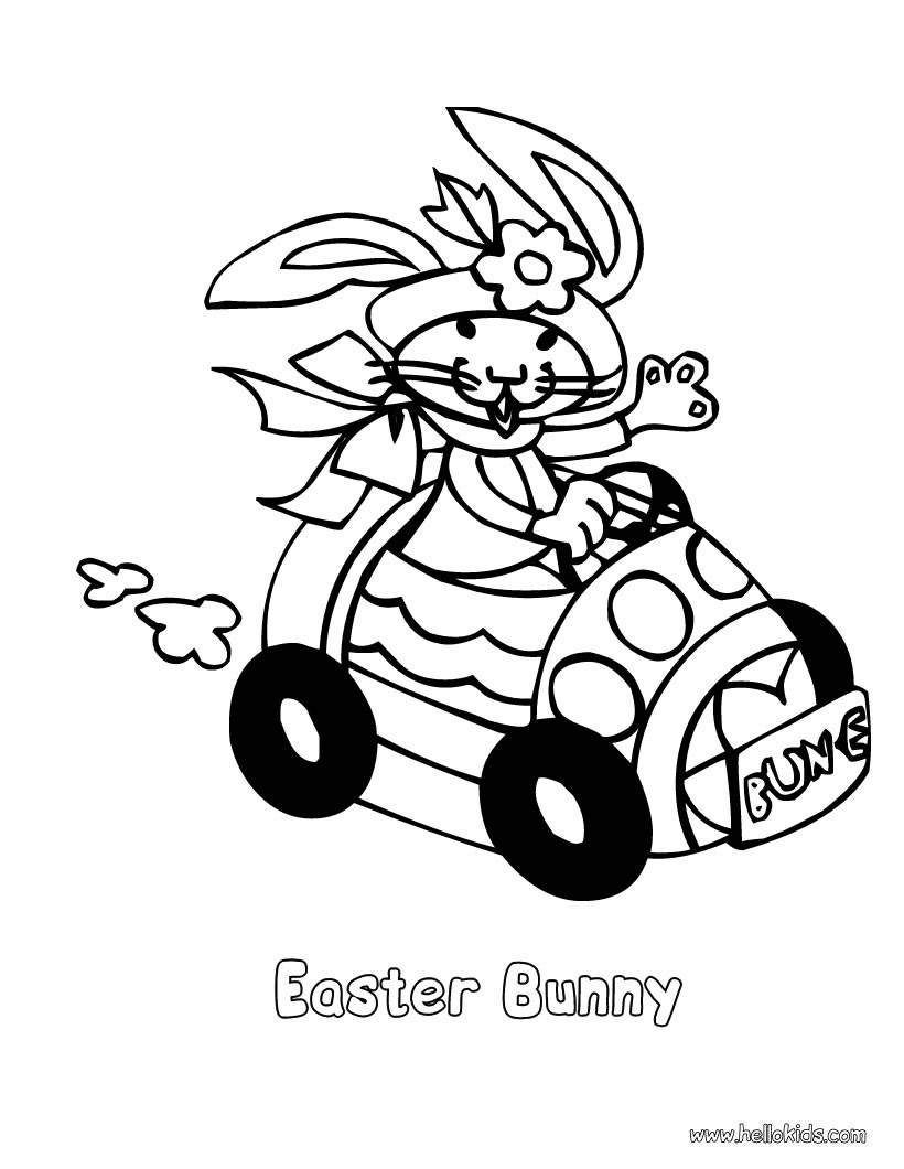 820x1060 Driving Bunny Coloring Pages
