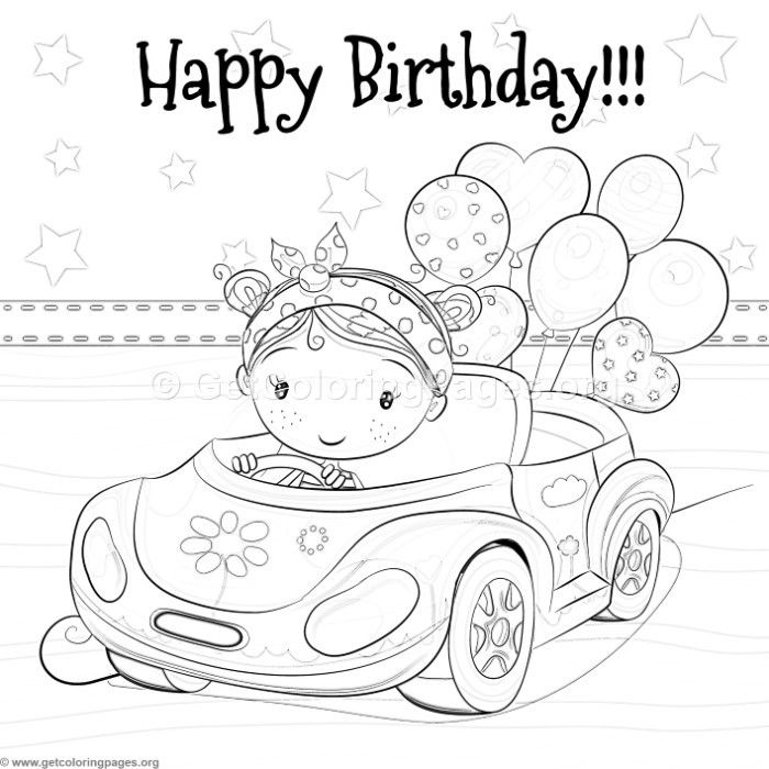 700x700 Free Download Little Girl Driving A Car And Balloons Coloring