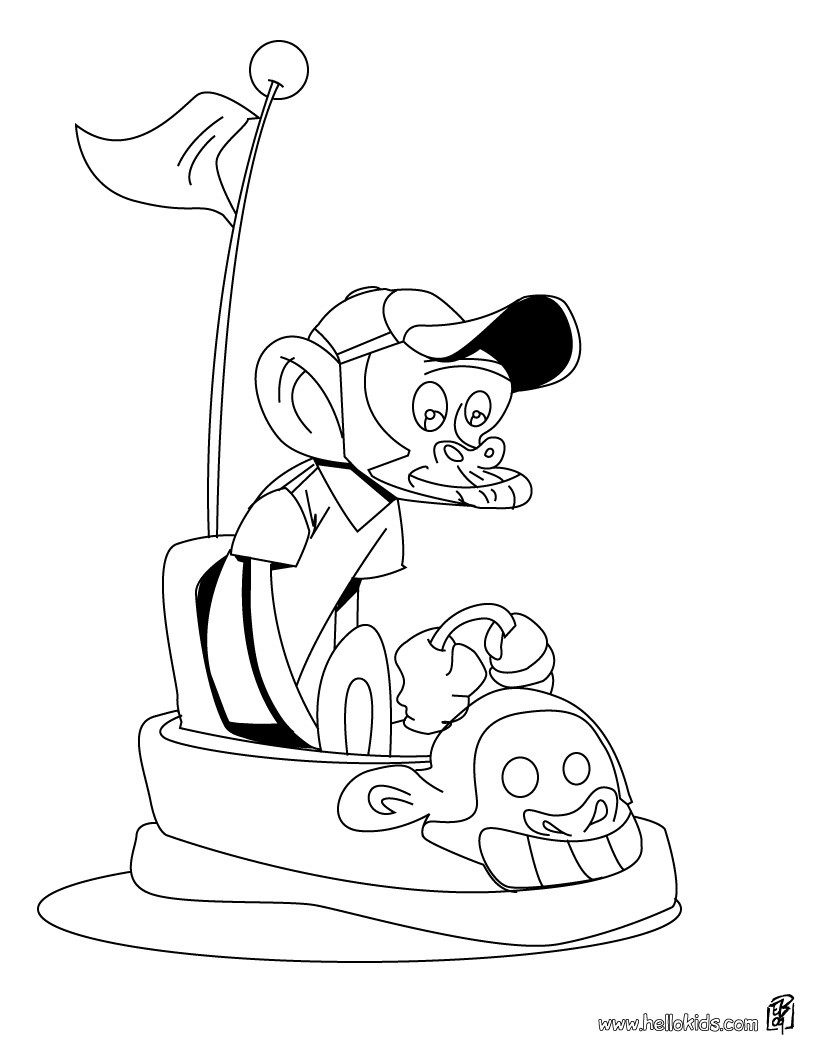 820x1060 Monkey Driving A Car Coloring Pages