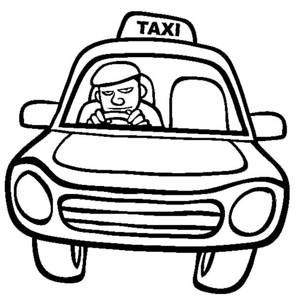 600x612 Taxi Driver Driving Car Coloring Pages Best Place To Color