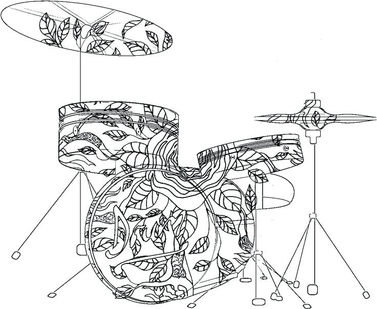736x604 Drum Coloring Page