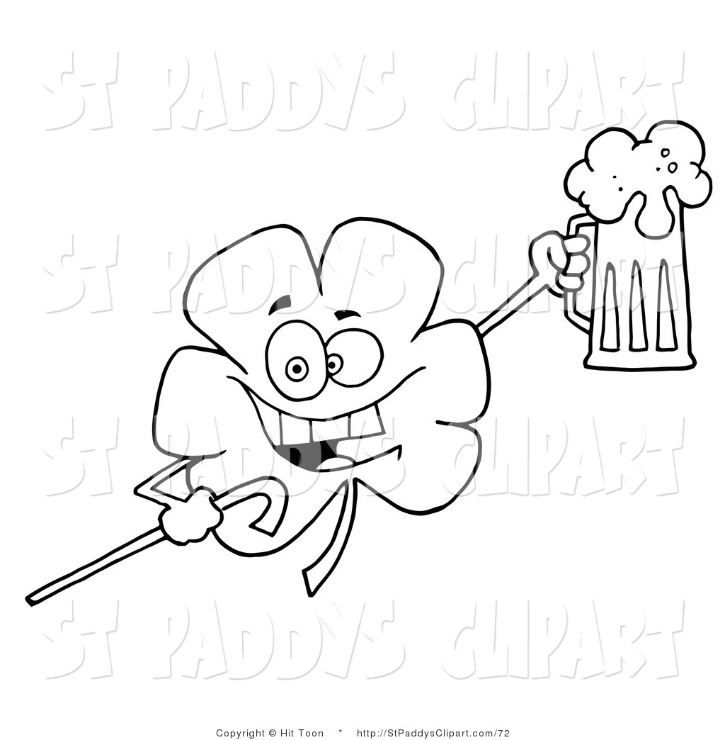 1024x1044 Vector Clip Art Of An Outlined Drunk Shamrock