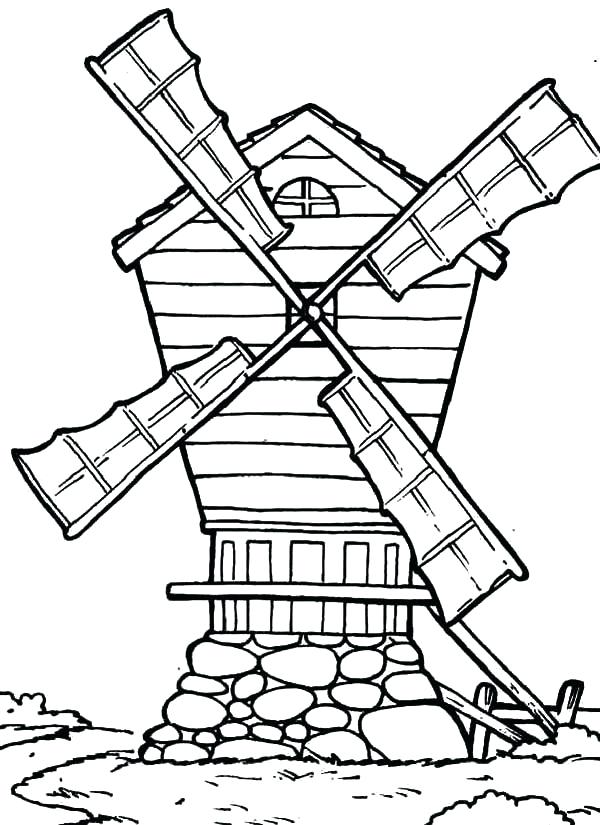 600x825 Windmill Coloring Page Country Windmills Coloring Pages Dutch