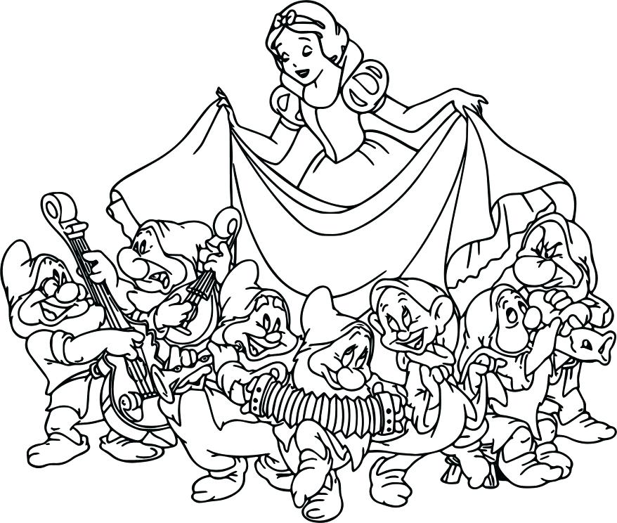 878x744 Dwarfs Coloring Pages Snow White The Seven Page Mesmerizing Free