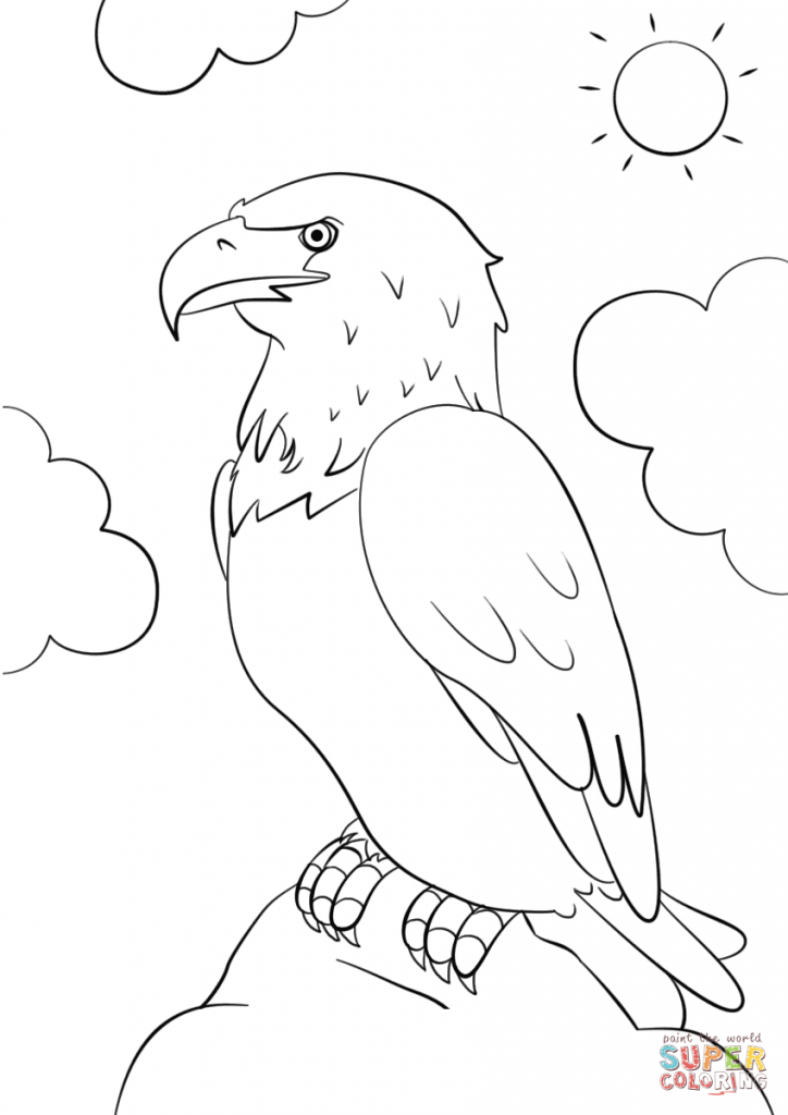 724x1024 Eagle Printable Coloring Pages With Usa Flag Birds Bald Animals