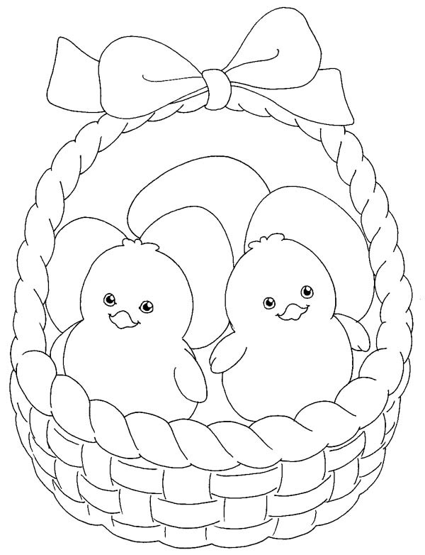 600x782 Little Chicken Inside Easter Basket Coloring Page Batch Coloring
