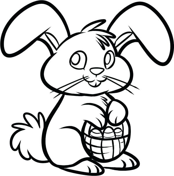 600x608 Easter Basket Coloring Pages A Cute Bunny Holding An Basket
