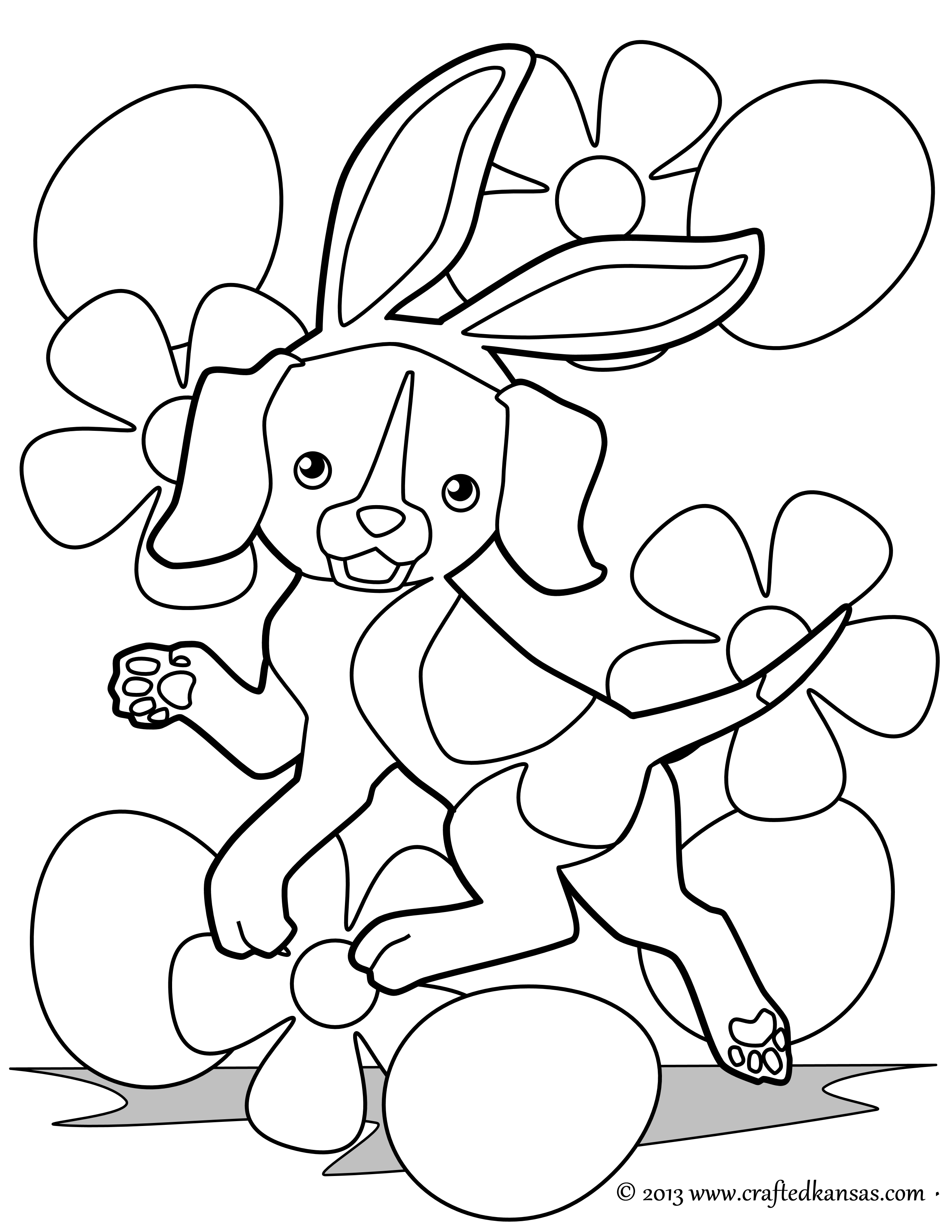 2550x3300 Easter Beagle Coloring Page