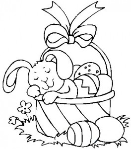 264x300 Easter Bunny And Basket Coloring Pages Happy Easter