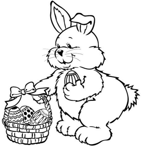 466x484 Easter Bunny Basket Coloring Page Coloring Book