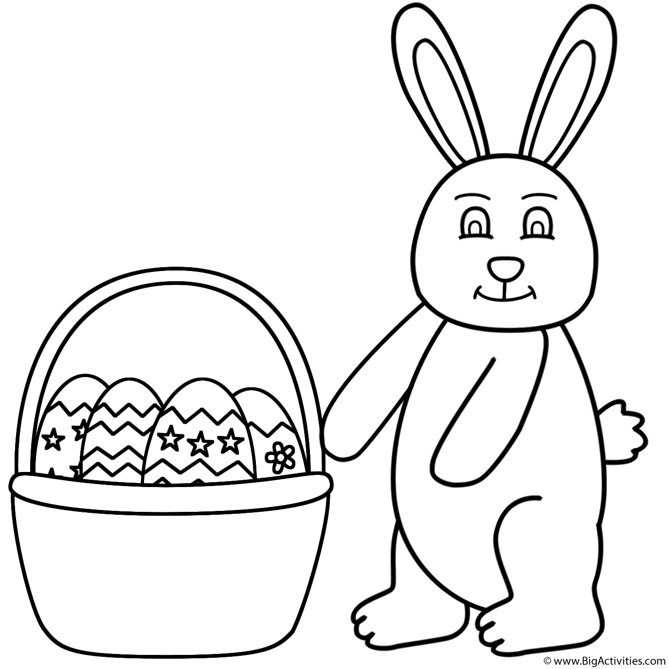 1375x1375 Easter Bunny And Basket Of Easter Eggs