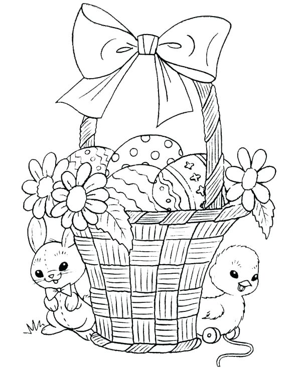 Easter Bunny With Basket Coloring Pages at GetDrawings | Free download