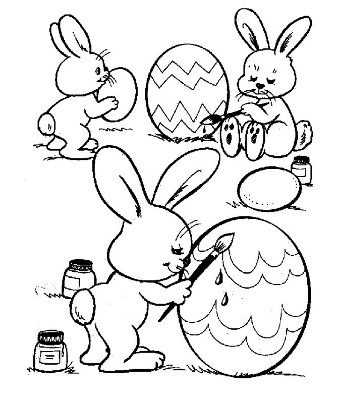 668x799 Easter Bunnies Coloring Eggs Free Coloring Page Animals, Easter