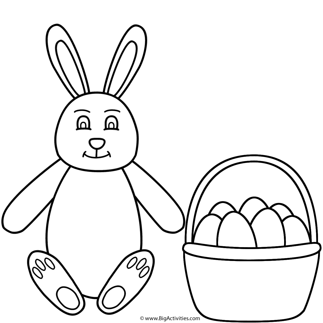 1354x1354 Easter Bunny Sitting And Basket Of Eggs