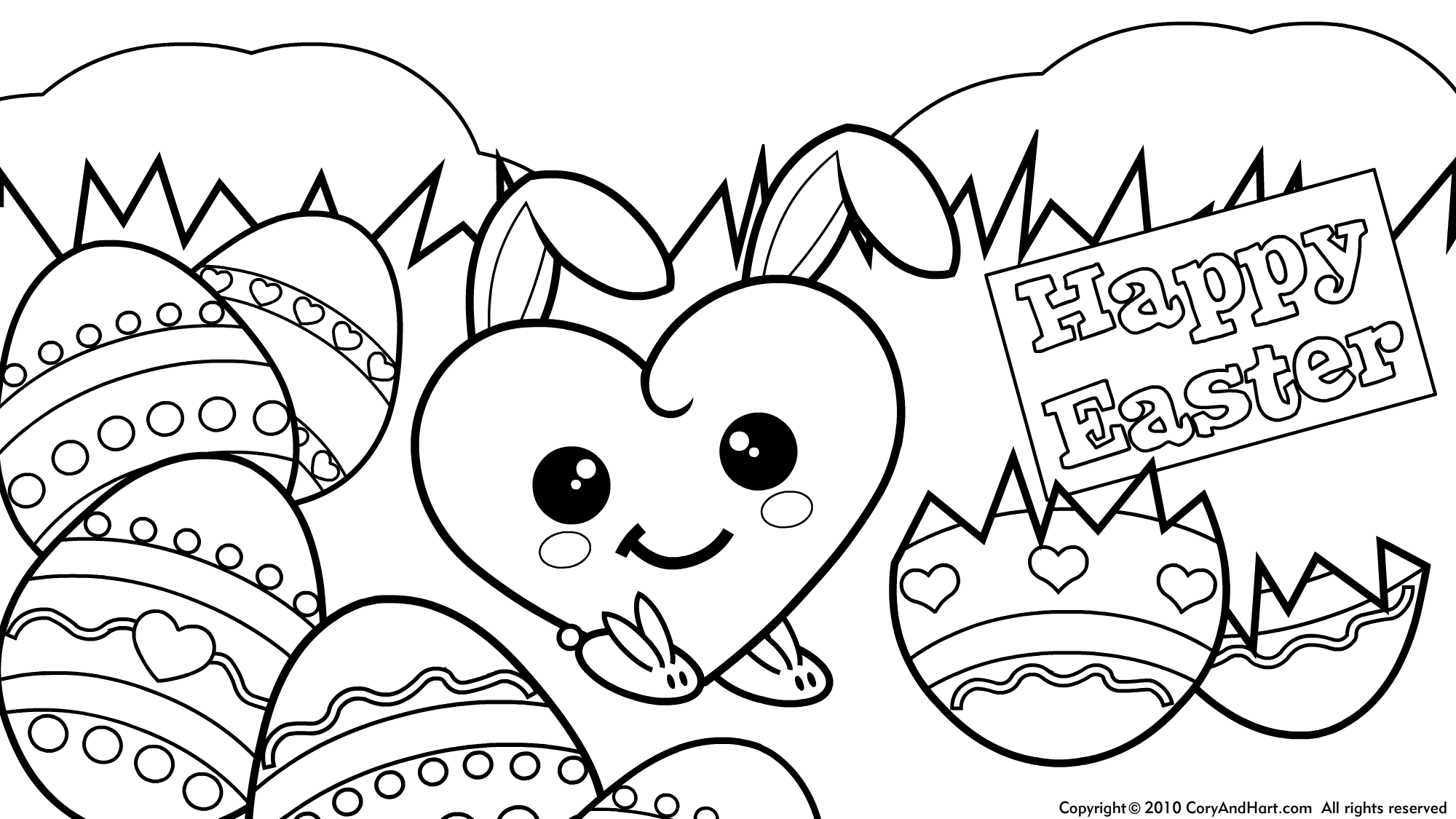 2000x1125 New Bunny And Egg Coloring Pages Easter Hiding