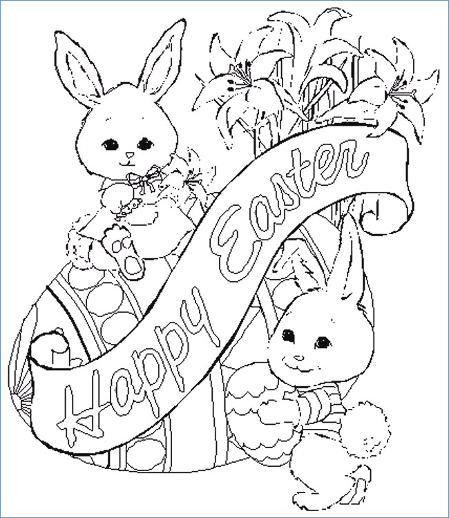 650x750 Funny Bunny Painting Easter Egg Coloring Page