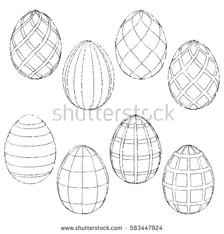 450x470 Easter Eggs Coloring Sketches Handmade Eggs For Coloring Vector