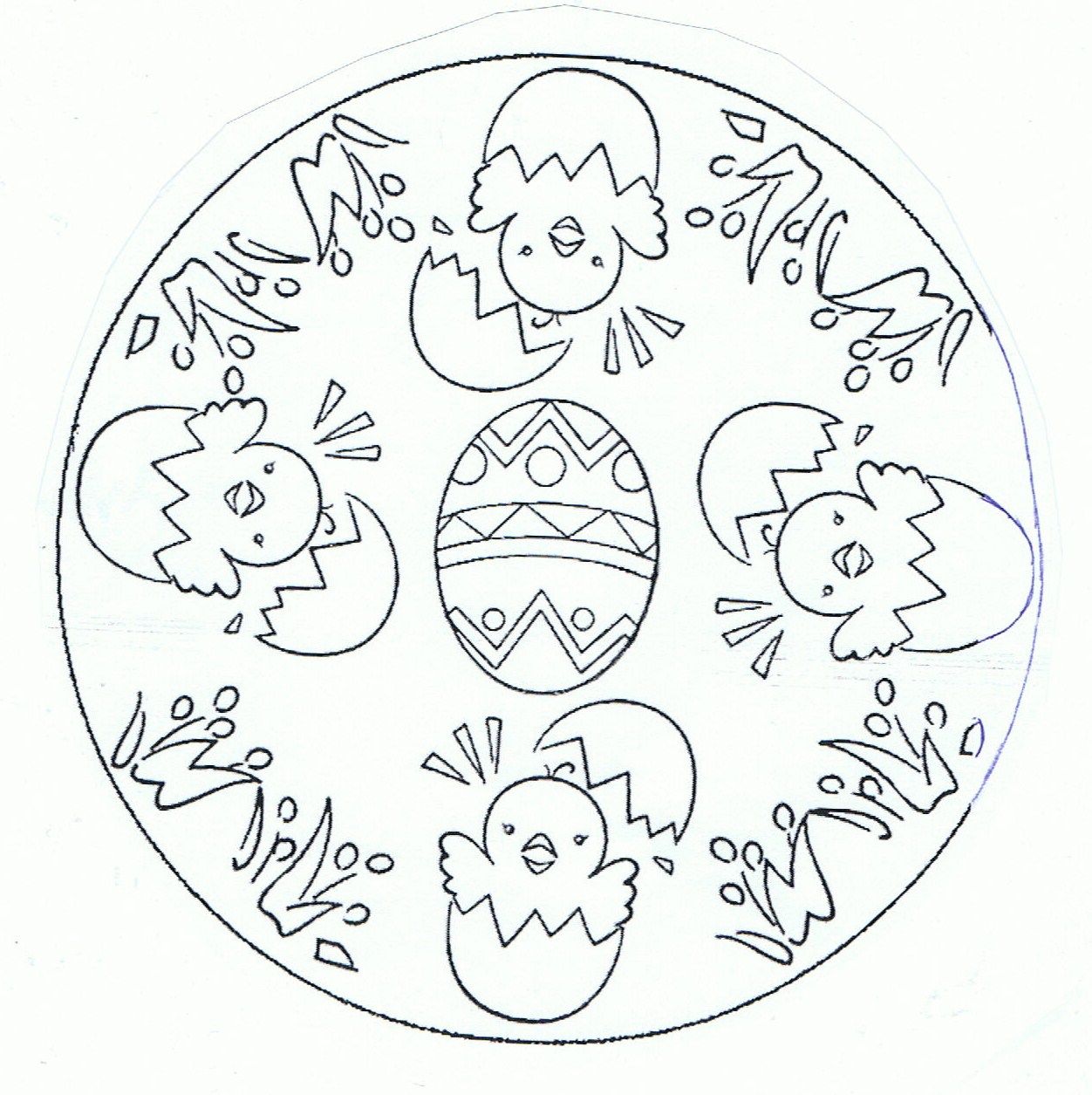 1252x1255 Mandala Poussins Velikonoce Mandala, Easter