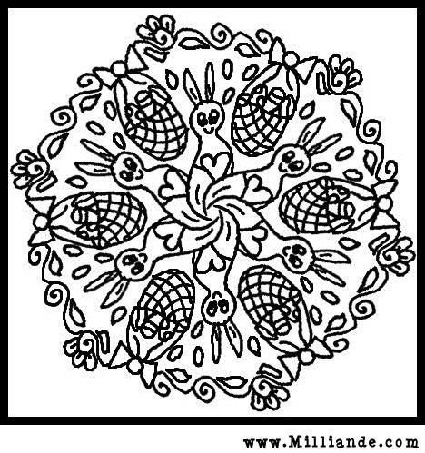 468x499 Easter Basket Easter Bunnies Free Printable Mandala Coloring Page