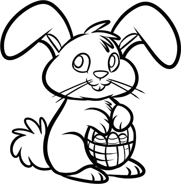 600x608 Easter Rabbit Coloring Pages Easter Bunny Holding