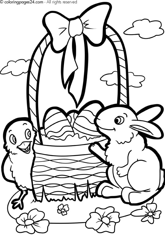 539x765 Easter Bunny And Basket Coloring Pages Happy Easter