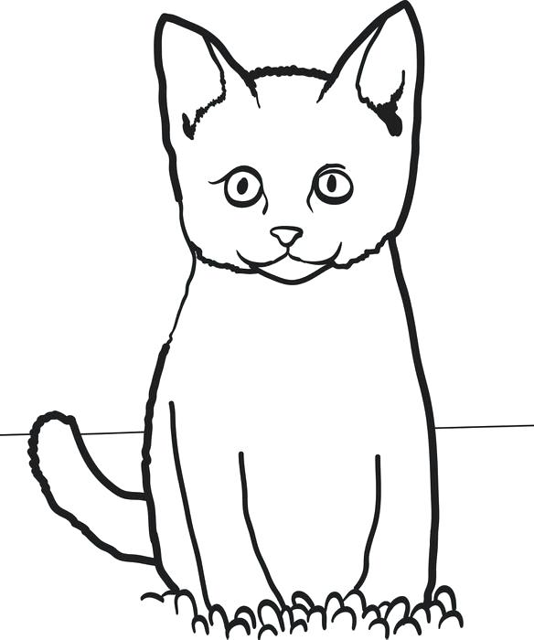 584x700 Easy Cat Coloring Pages Bell Kitty Cat Coloring Page Printable