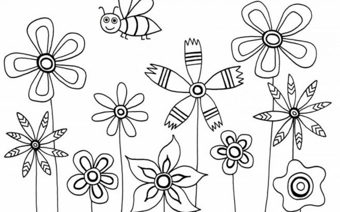 1440x900 Free Flowerng Pages For Preschoolers Adults Spring Crayola Fairy