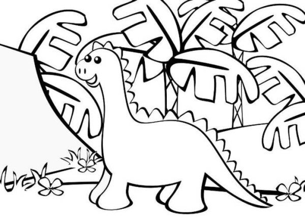 600x429 Easy Dinosaur Coloring Pages For Kindegarten