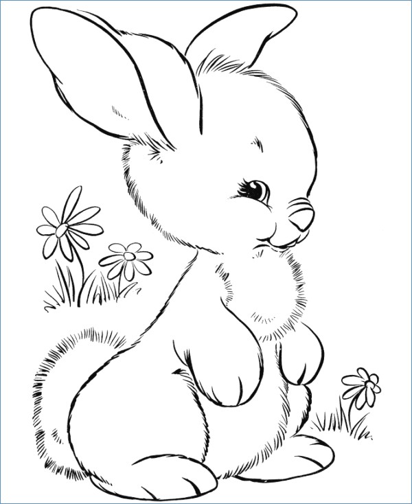 600x734 Cute Little Girl With Easter Egg And Easter Bunny Coloring Pages