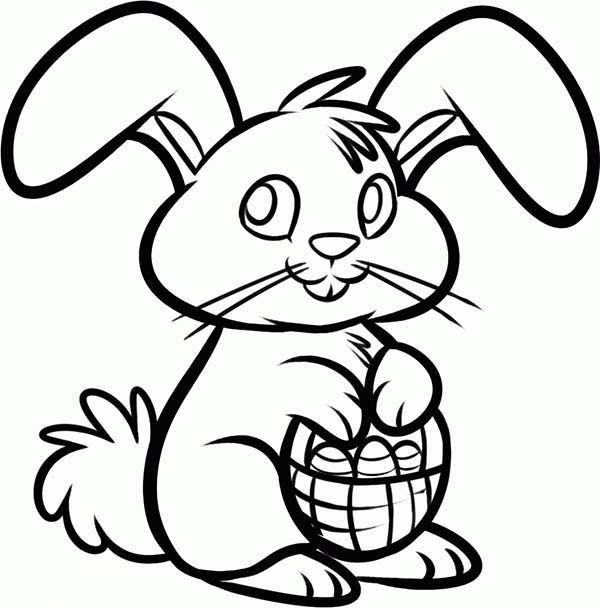 600x608 Easter Bunny And Basket Coloring Pages