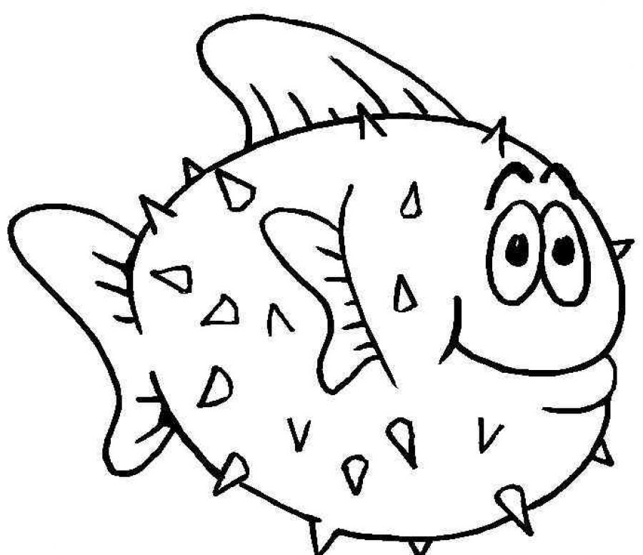 900x777 Simple Fish Coloring Page