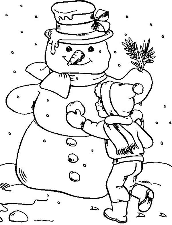 600x785 Making Snowman Coloring Page Color Luna