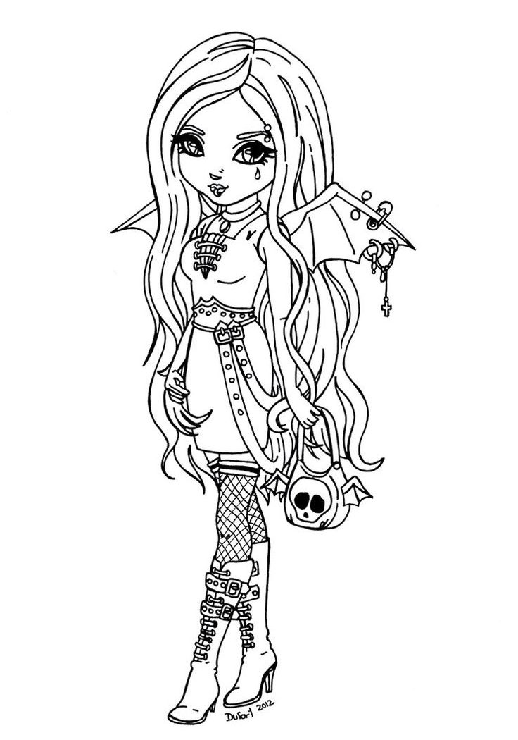 736x1050 Easy Gothicng Pages Goth Tinkerbell To Print Colouring Printable
