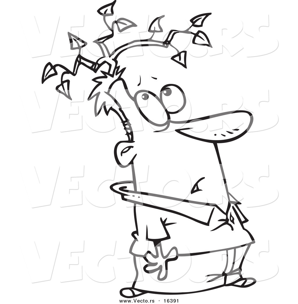 1024x1044 Vector Of A Cartoon Man With A Branch Growing From His Head