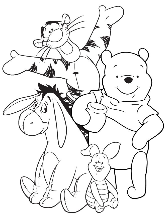 670x867 Eeyore Tigger Pooh And Piglet Coloring Page Design Kids