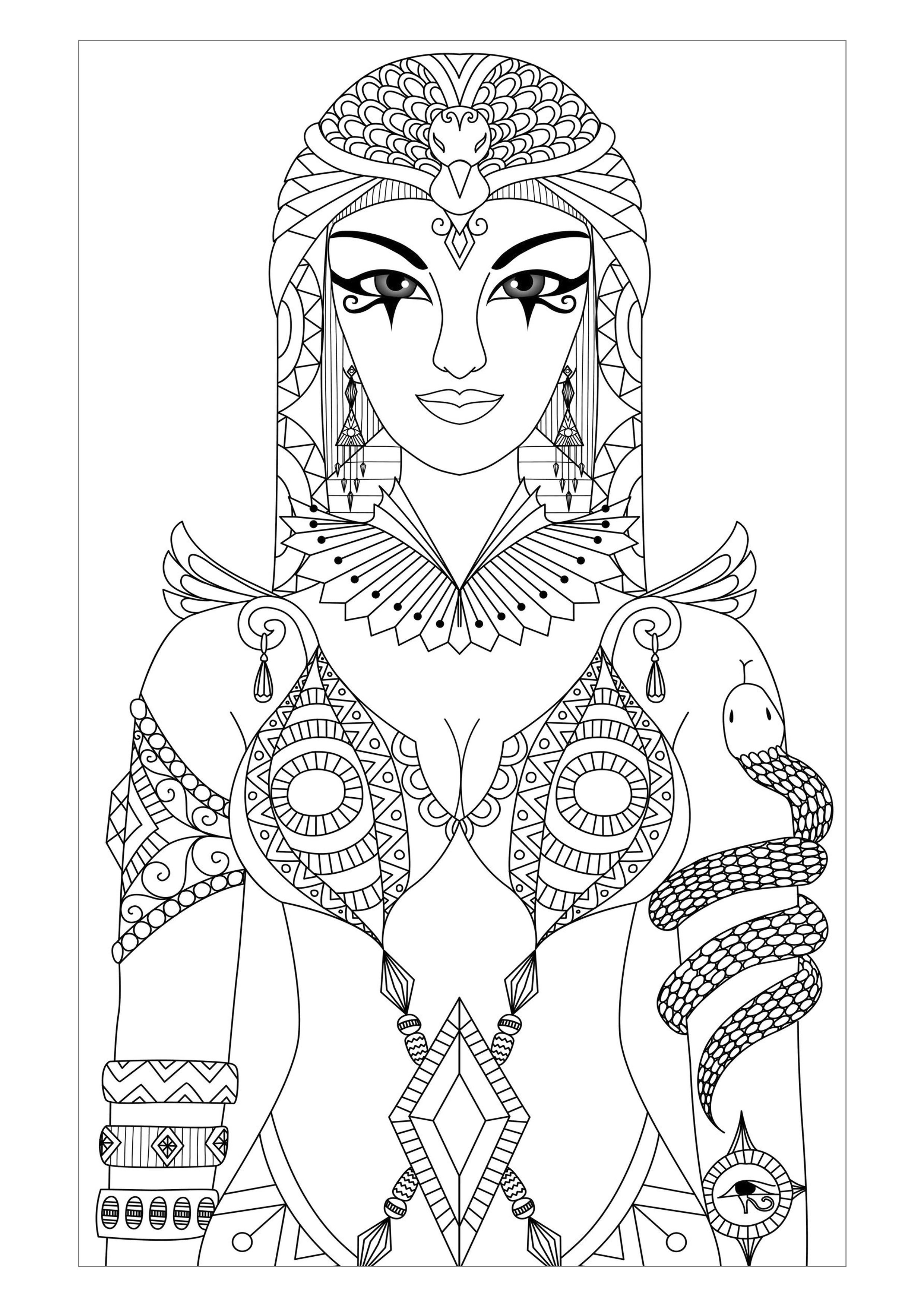 2480x3508 Best Of Free Coloring Page Coloring Adult Egypt Cleopatra Queen