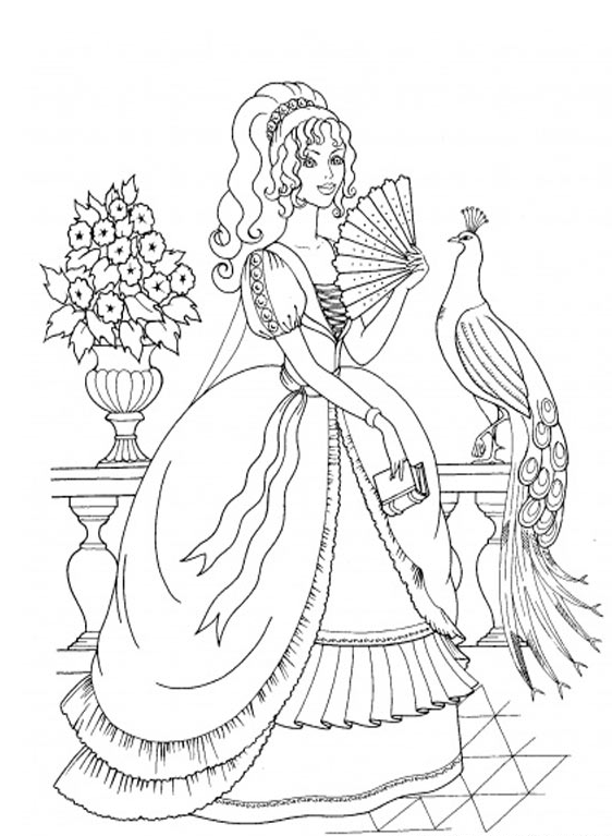 562x767 Printable Fancy Princess Coloring Page