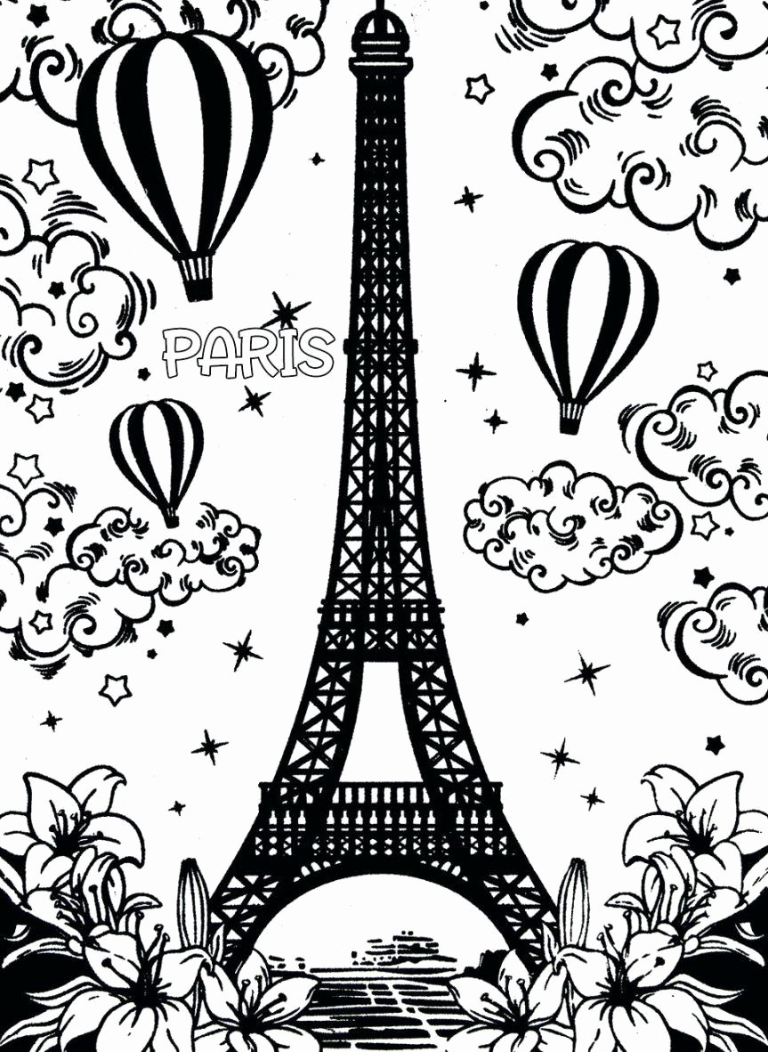 Eiffel Tower Coloring Pages Free