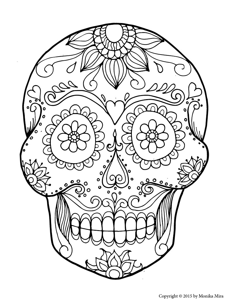 816x1056 Sugar Skull With Flowers Super Coloring Christmas New Coloring