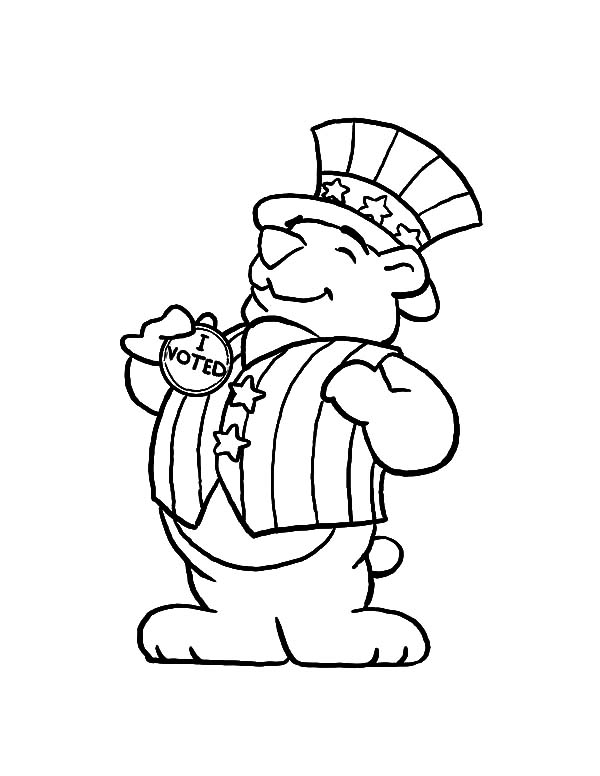 600x776 Elephant Holding Election Day Sign Coloring Page